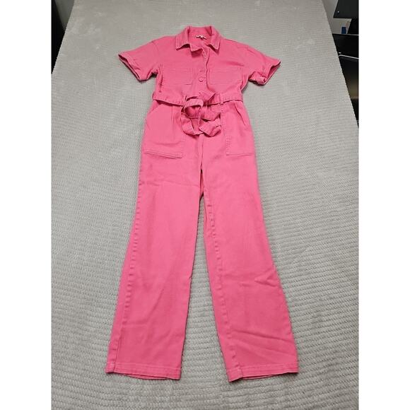Skies Are Blue Romper Womens Small One Up Pink Jean Jumpsuit - Picture 1 of 7